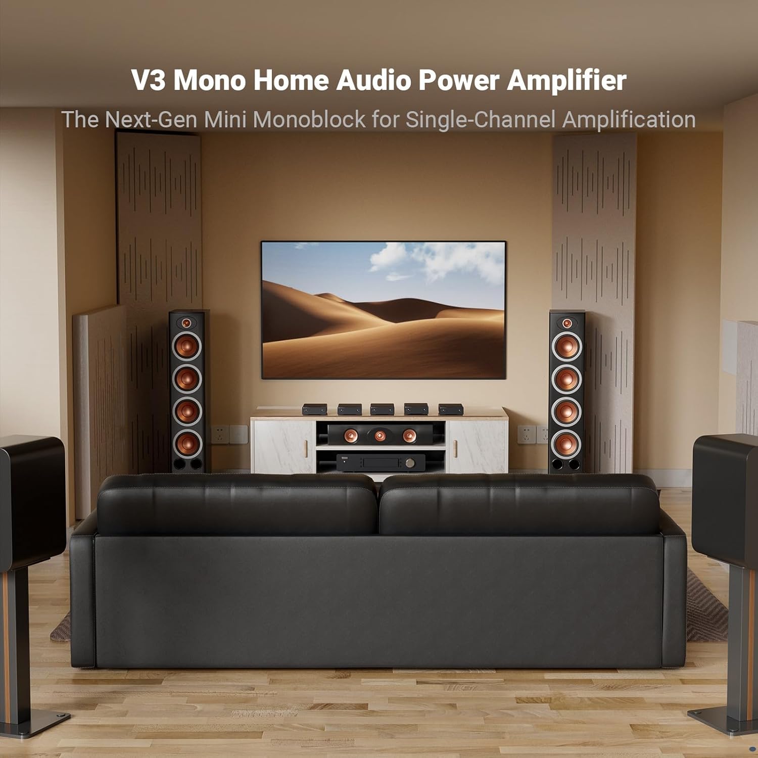 Fosi Audio V3 Mono Power Amplifier for Home Audio Speakers, Mini Monoblock Class D Amp with TPA3255, 240W for HiFi Home Theater AVR Receiver Component, RCA/XLR Balanced Inputs with 48V/5A Power Supply-1