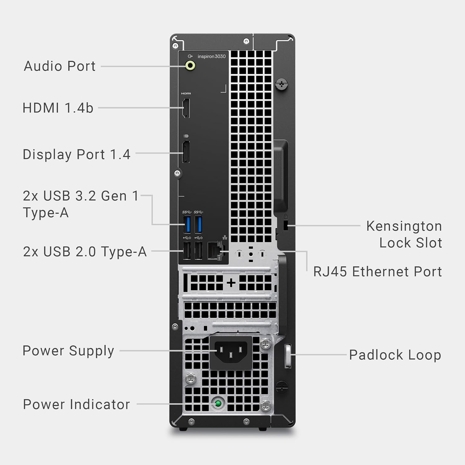 Dell Inspiron 3030S Desktop PC, Intel Core 14th Gen processor i3-14100, 8GB RAM, 512GB SSD, Intel UHD 730 Graphics, Windows 11 Home, Keyboard and Mouse, Mist Blue-4