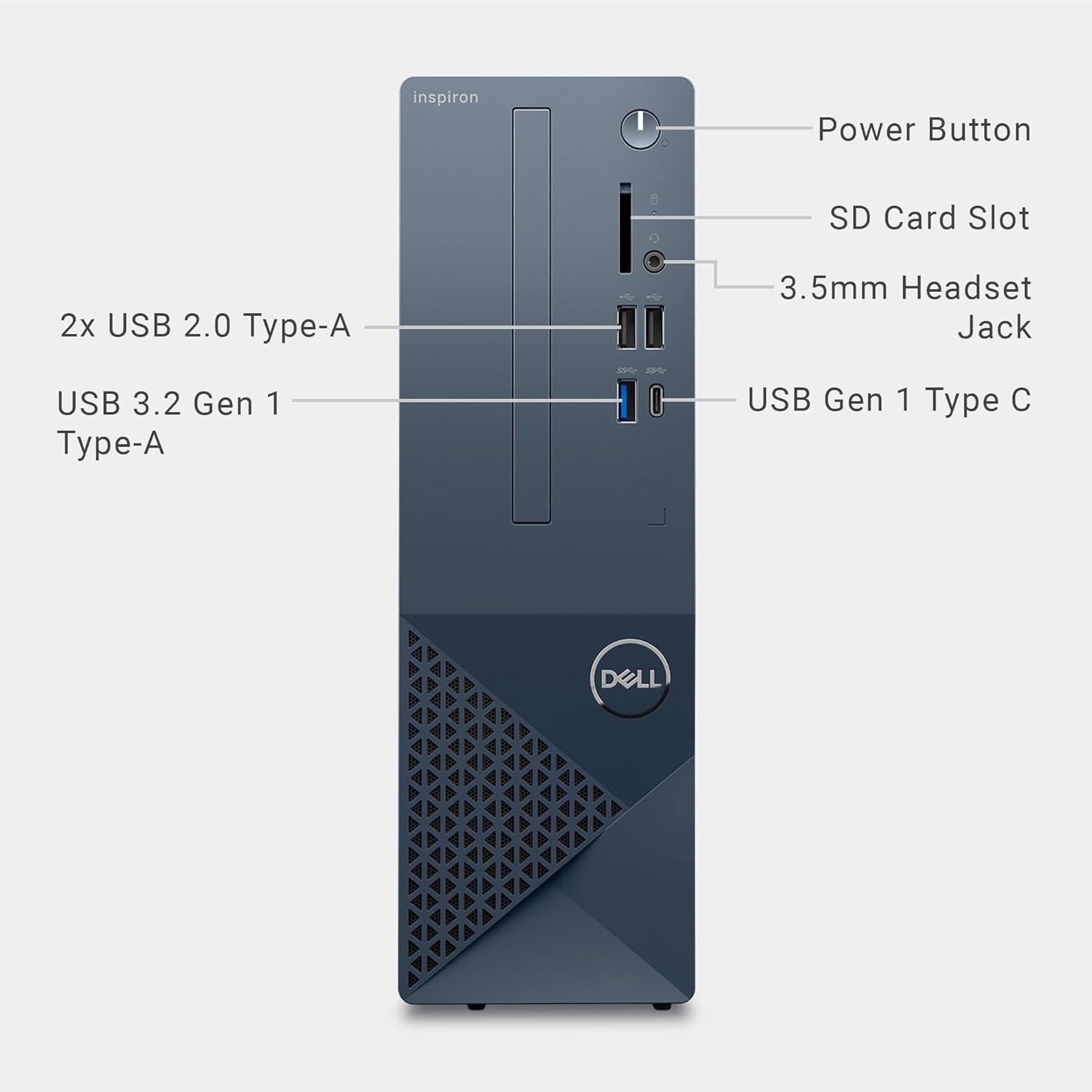 Dell Inspiron 3030S Desktop PC, Intel Core 14th Gen processor i3-14100, 8GB RAM, 512GB SSD, Intel UHD 730 Graphics, Windows 11 Home, Keyboard and Mouse, Mist Blue-5