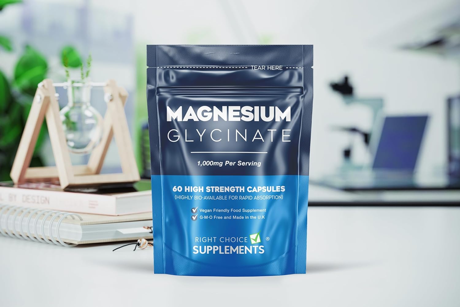 Magnesium Glycinate 1,000mg (per Serving - 2 Capsules) Ideal Strength & High Bioavailability - 60 Vegan Capsules UK Made-2