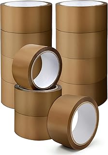 K-MART Packaging Tape, Industrial Brown Parcel Tape 12 Rolls With Low Noise - 48mm X 66m, Secure Sticky Brown Tape For Box Packaging, Moving Boxes, Packing Tape Strong For Moving House (12 rolls)