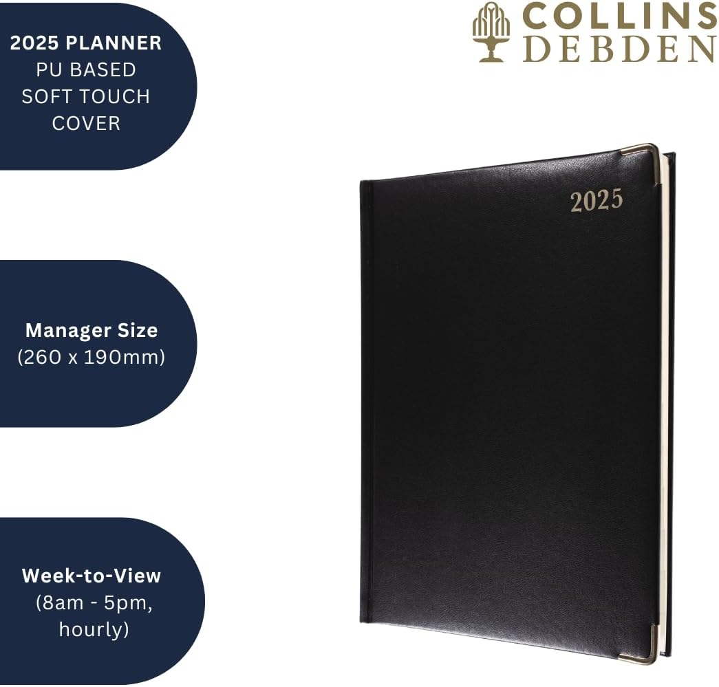 Collins Classic 2025 Diary for Professionals - Manager Week to View Business Planner (with Appointments) - Black - (1210V.99-25) - Premium Appointments Planner with Luxury PU Leather Cover-4