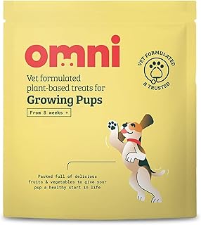 Omni Natural Puppy Treats - Treat for Dog Training Puppies, Fruit and Vegetables for Health, Calcium for Strong Teeth and Bones - Plant Based, Vet Formulated, 8 Weeks Plus, Growing Pups 70g