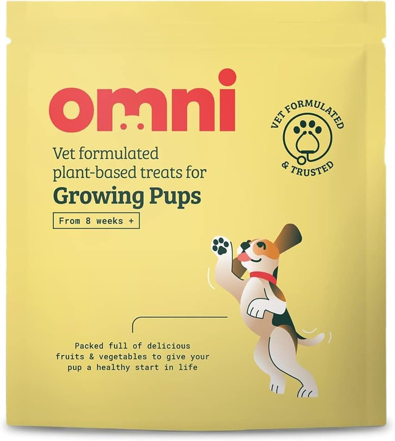 Omni Natural Puppy Treats - Treat for Dog Training Puppies, Fruit and Vegetables for Health, Calcium for Strong Teeth and Bones - Plant Based, Vet Formulated, 8 Weeks Plus, Growing Pups 70g-0