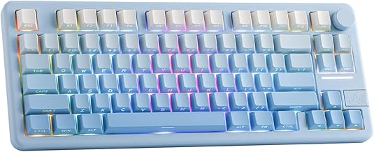 EPOMAKER Galaxy70 Wireless Gaming Keyboard, 75% Aluminium Mechanical Keyboard, Bluetooth 5.0/2.4GHz/USB-C Wired Programmable Keyboard, Hot Swappable Creamy Keyboard (Blue, Petal Switch)