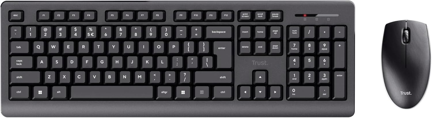 Trust Primo Wireless Keyboard and Mouse Set QWERTY UK Layout, Low Profile Keys, Spill-Resistant, One USB Receiver, Ambidextrous Wireless Mouse, Home Office Combo for PC Laptop Mac - Black-7