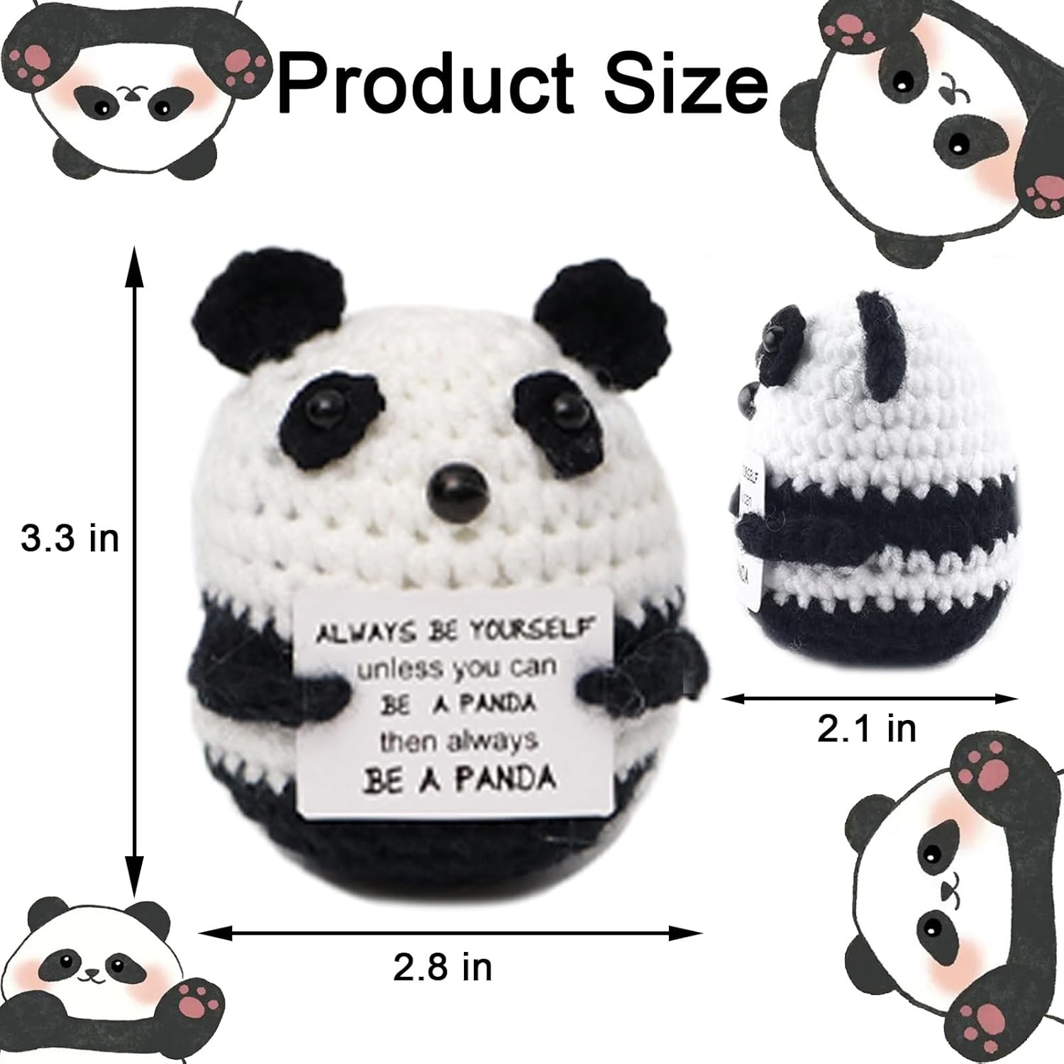 Funny Gifts Positive Panda Gifts Cute Knitted Panda with Positive Words, Cheer Up Gifts for Women Men, Leaving Present Positive Gifts for Valentine's Day Birthday, for Girlfriend Boyfriend-2