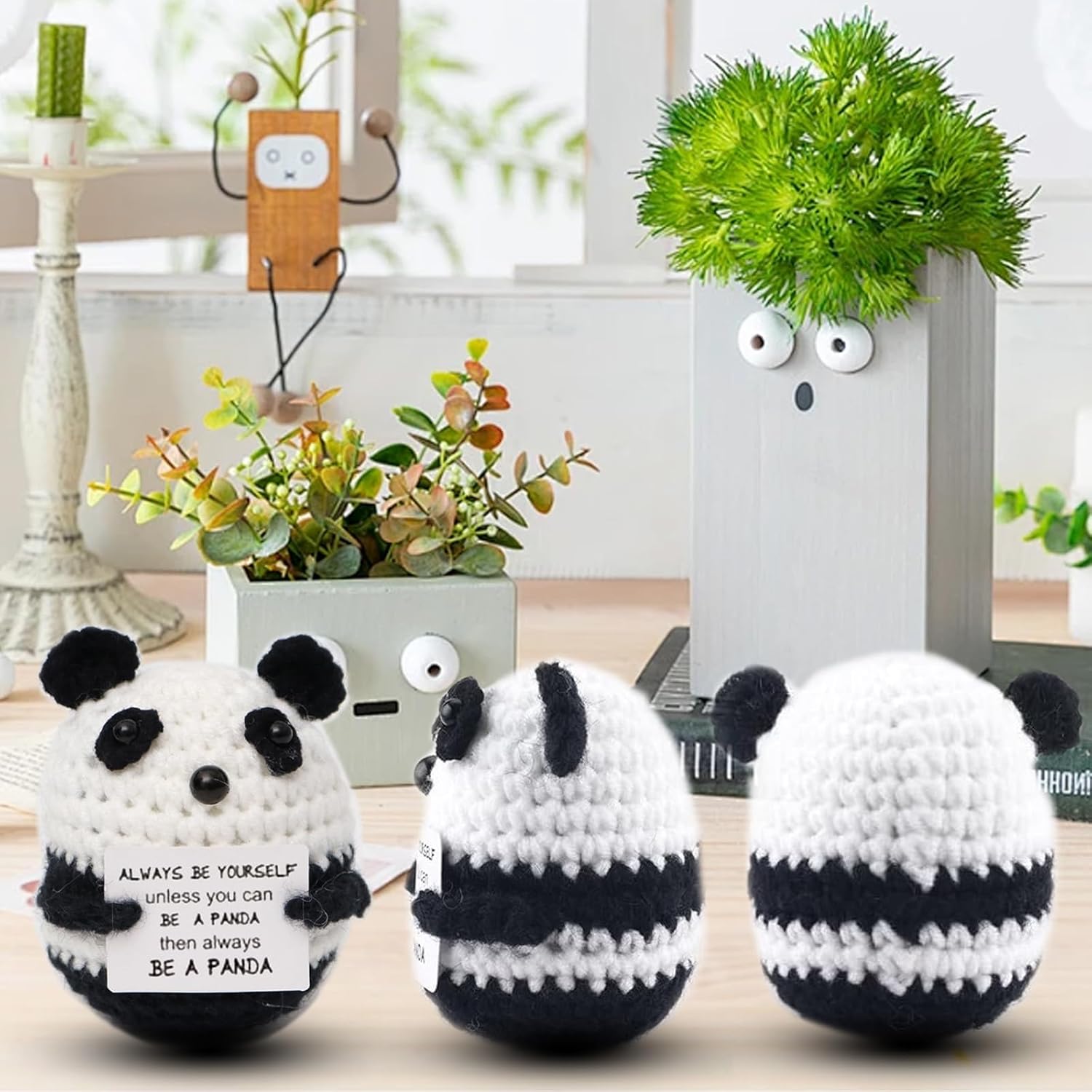 Funny Gifts Positive Panda Gifts Cute Knitted Panda with Positive Words, Cheer Up Gifts for Women Men, Leaving Present Positive Gifts for Valentine's Day Birthday, for Girlfriend Boyfriend-3