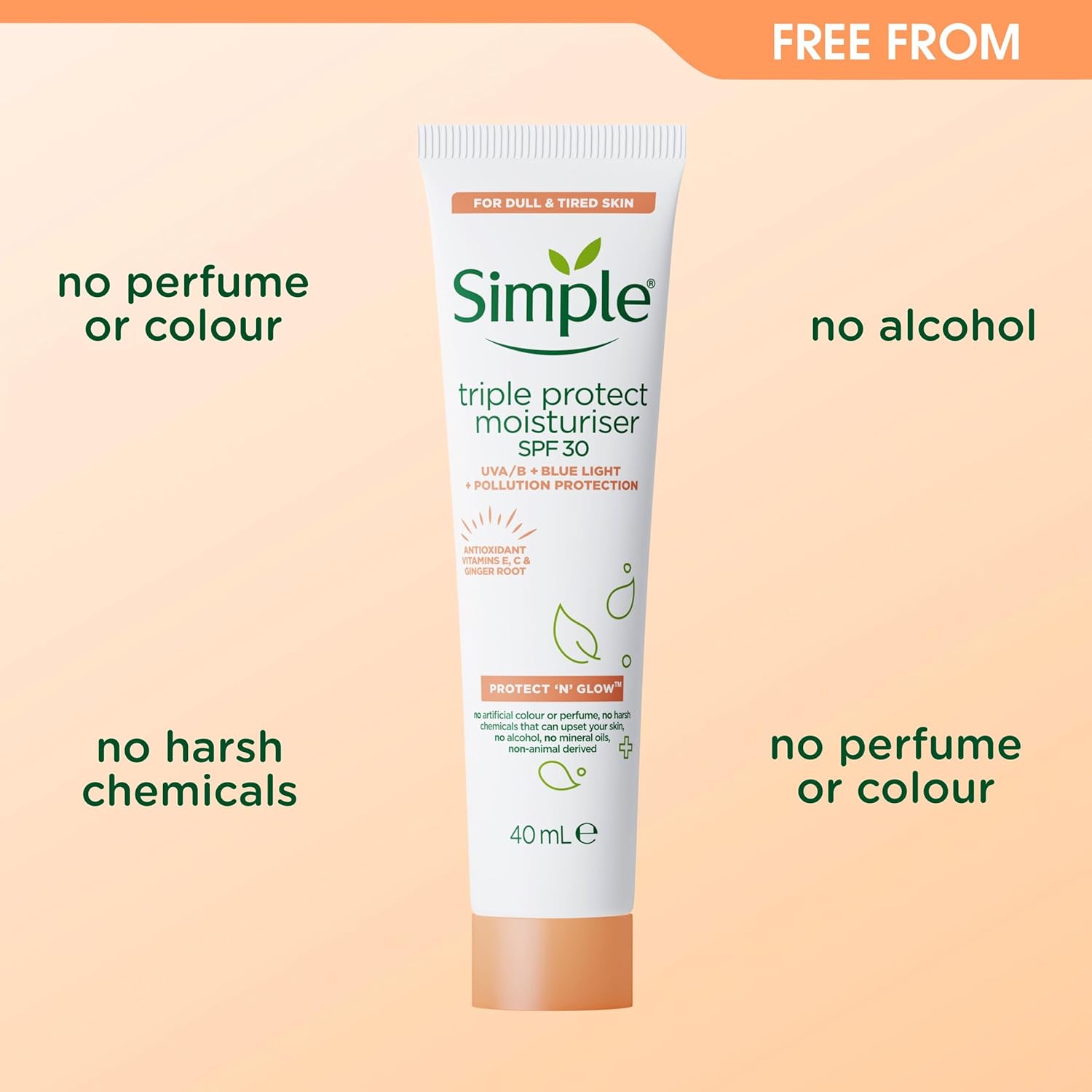 Simple Protect 'N' Glow Express Glow Clay Polish Cleanser, 1x 150 ml + Triple Protect Moisturiser, 1x 40 ml + Rest and Reset 72h Hydrating Gel, 1x 50 ml - Set of 3-3