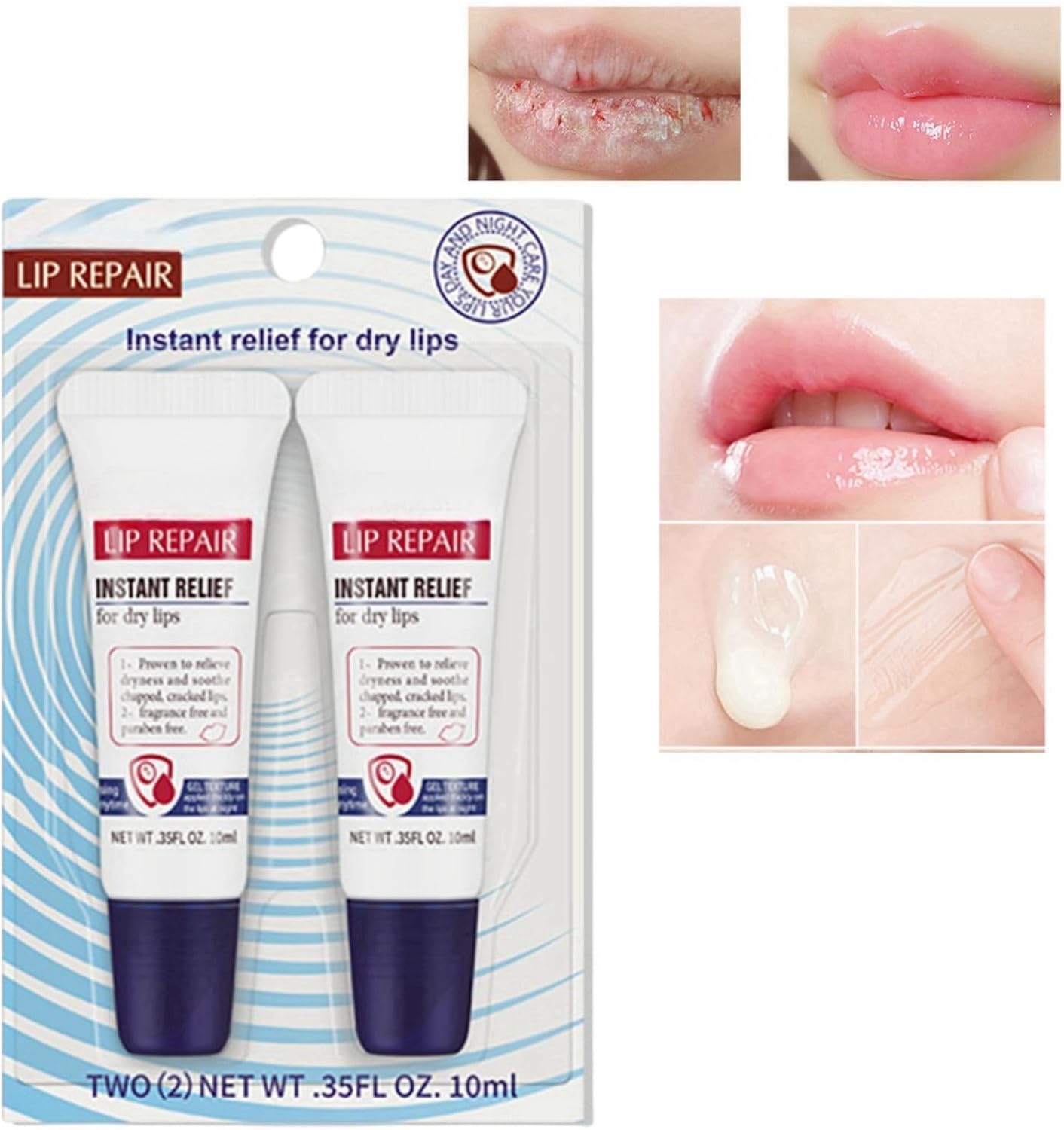 2PCS Lip Repair Cream,Lip Balm Set,Lip Tube Moisturizer Intensive Lip Repair,Hydrating Lip Balm,Long-Lasting Moisture to Soothe Dry Chapped Lips,Lip Balm Repair,Lip Cream for Dry Lips,Lip Care-0