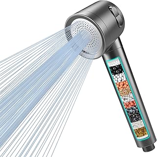 MEKO Hard Water Filter Shower Head with 3 Modes, 15 Layers Filtration Water Saving High Pressure Shower Heads and 1.5m Hose, Massage Shower Filter for Residual Chlorine Remove