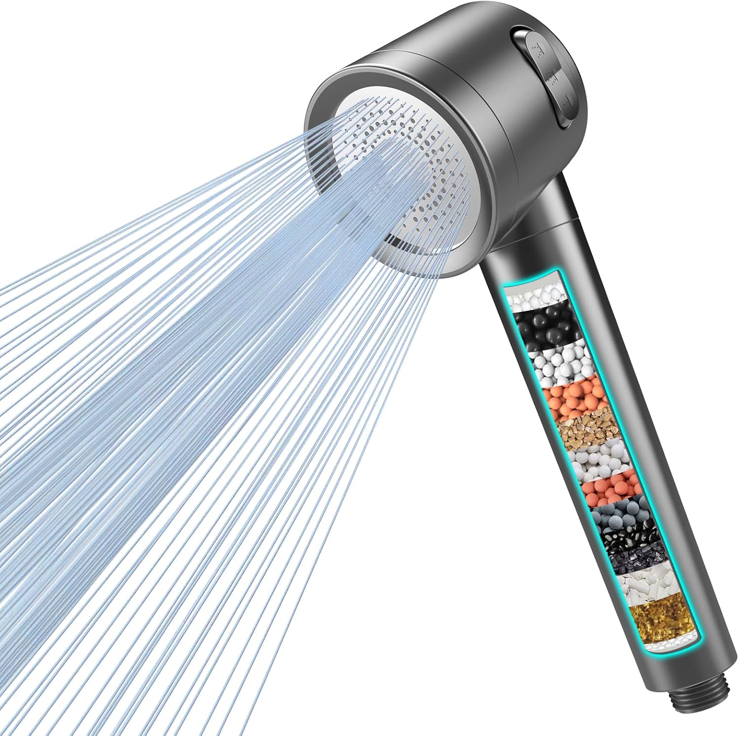 MEKO Hard Water Filter Shower Head with 3 Modes, 15 Layers Filtration Water Saving High Pressure Shower Heads and 1.5m Hose, Massage Shower Filter for Residual Chlorine Remove-0