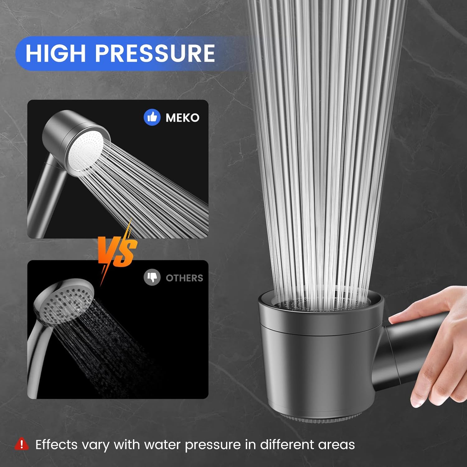 MEKO Hard Water Filter Shower Head with 3 Modes, 15 Layers Filtration Water Saving High Pressure Shower Heads and 1.5m Hose, Massage Shower Filter for Residual Chlorine Remove-1