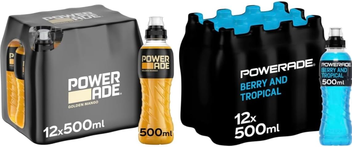 Powerade Sports Drink Mixed Pack of 24x500ml (12x500ml Berry and Tropical & 12x500 Golden Mango)-0