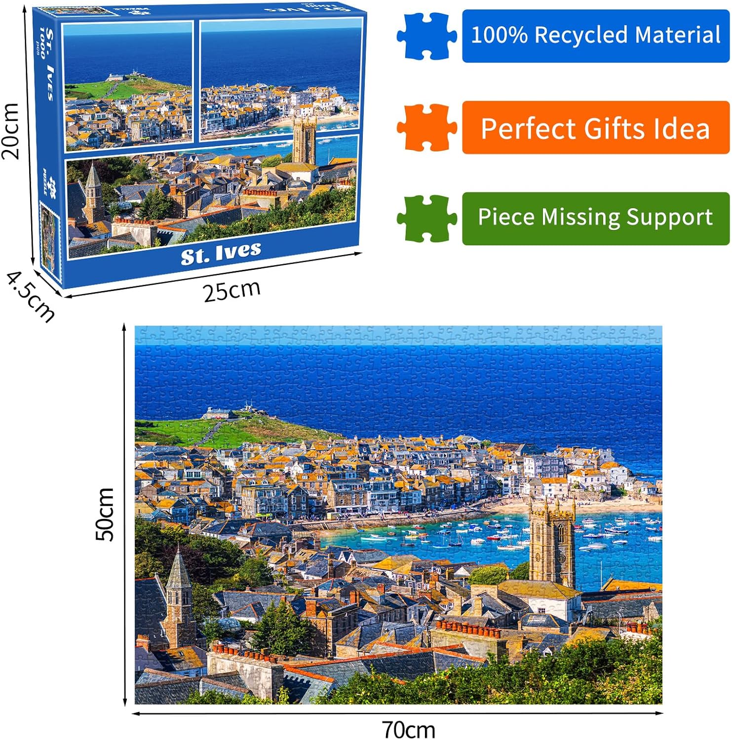 St. Ives Jigsaw Puzzles for Adults 1000 Jigsaws Charming Coastal Town 1000 Piece Jigsaw Puzzles for Adults-2