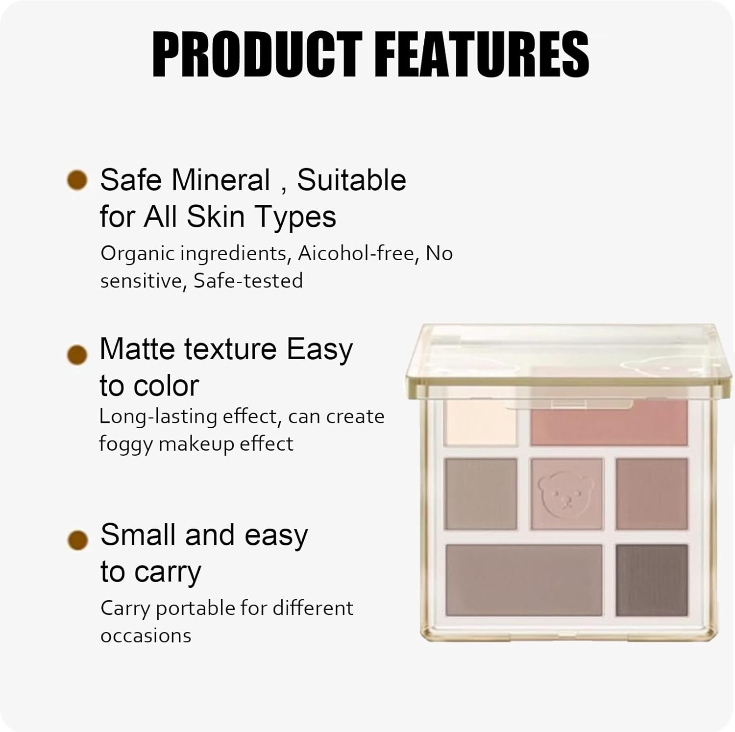 Nude Eyeshadow Palette,Natural Makeup,Travel Size 7 Colour Matte Eyeshadow Palette, Highly Pigmented Long Lasting Matte Nude Shimmer Eyeshadow Palette, Waterproof Eyeshadow Cosmetics-2