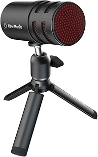 AVerMedia USB Mic for Streaming, Podcasting, Gaming Mic with Cardioid Polar Pattern, Tripod Stand, Headphone Output, Mute Button, All Metal Mic for PC, Laptop, iPhone, and Android Phone