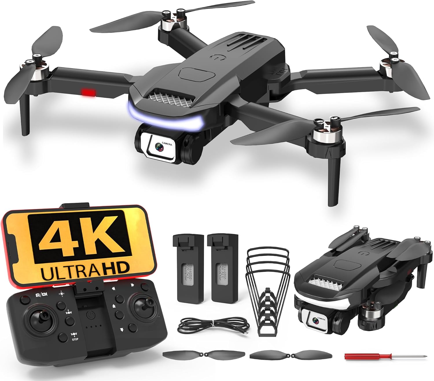 Wipkviey 4K Drone with Camera for Adults, B15 Foldable Professional RC Quadcopter for Beginners with Brushless Motor, 36 Mins Long Flight, 5G WiFi Transmission, Optical Flow-0