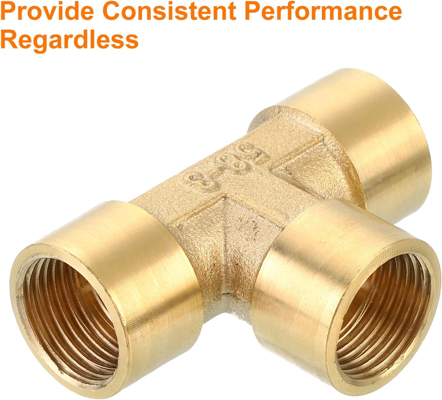 sourcing map Brass Tee Pipe Fitting, G3/8" x G3/8" x G3/8" 3 Way T-Connector for Gas Transport Connect Pipelines, 5pcs-4