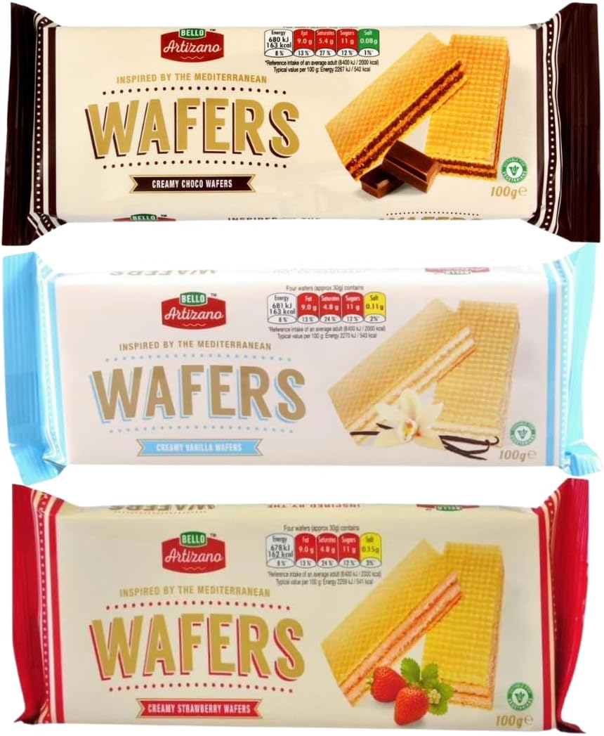 Wafers Bundle With Bello Artizano Chocolate Creme Wafers 100g, Strawberry Creme Wafers 100g and Vanilla Creme Wafers 100g (3 Pack)-0