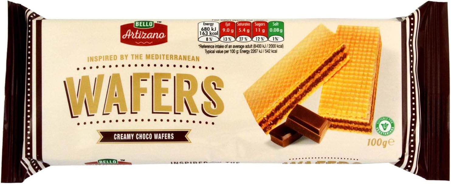 Wafers Bundle With Bello Artizano Chocolate Creme Wafers 100g, Strawberry Creme Wafers 100g and Vanilla Creme Wafers 100g (3 Pack)-1