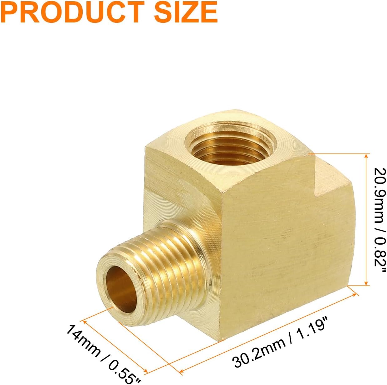 sourcing map Brass Tee Pipe Fitting, 1/8" NPT 3 Way T-Connector Fitting Coupler Adapter for Gas Transport Connect Pipelines, 1 Pcs-1