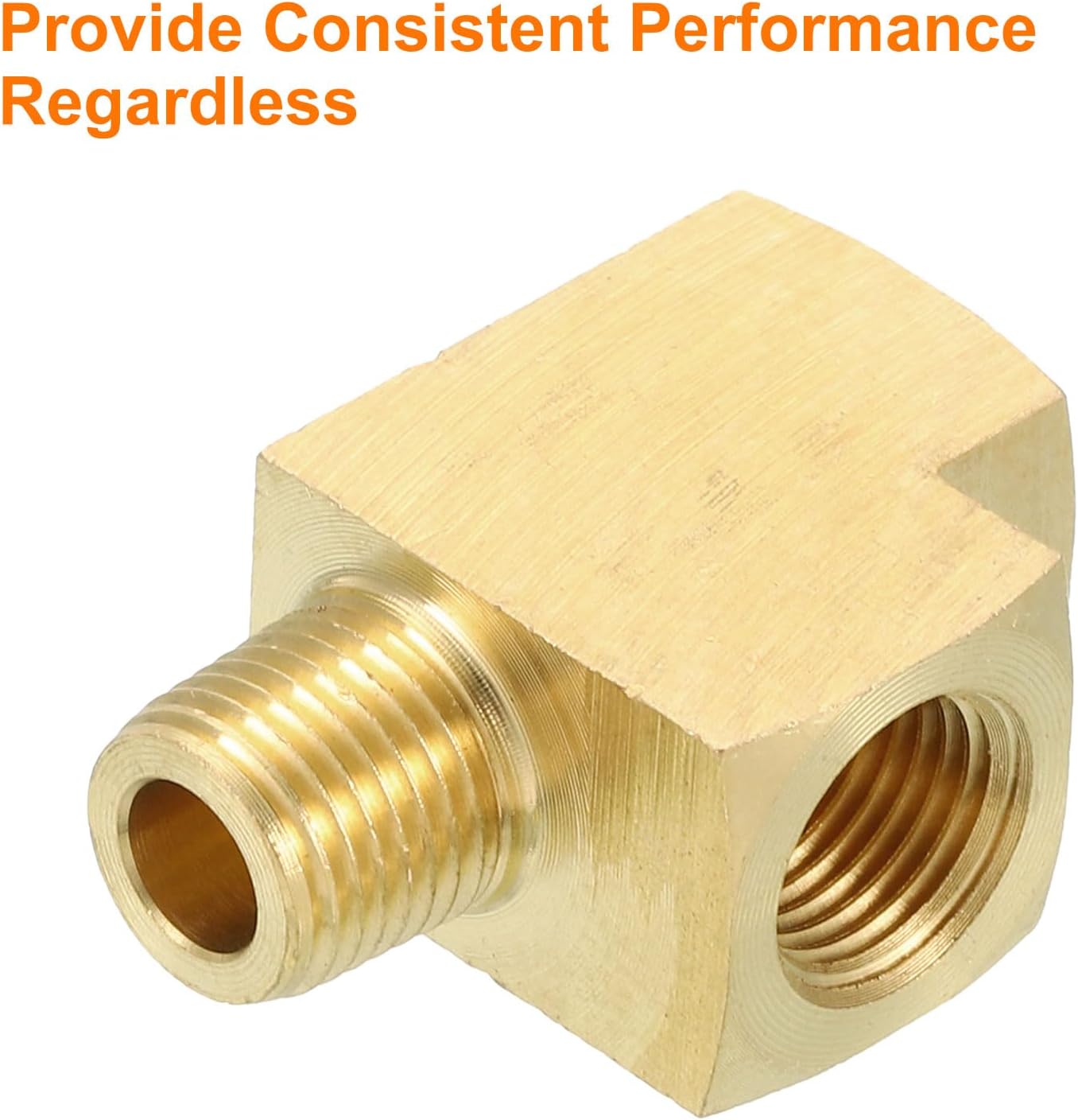 sourcing map Brass Tee Pipe Fitting, 1/8" NPT 3 Way T-Connector Fitting Coupler Adapter for Gas Transport Connect Pipelines, 1 Pcs-4