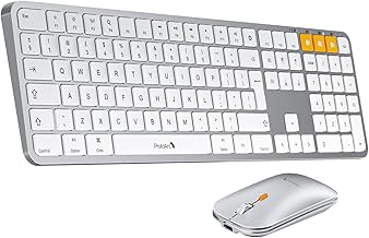 ProtoArc KM100-A Wireless Keyboard and Mouse Set for Mac, Backlit Bluetooth Keyboard Mouse Comb, Rechargeable Ultra Slim Keyboard for MacBook Pro, Macbook Air, iMac, iPad, iPhone, White Silver