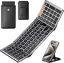 ProtoArc XK01 Plus Foldable Keyboard, Backlit Folding Portable Bluetooth Keyboard for Travel, Full Size External Wireless Keyboard with Backlight for iPad Surface Tablet Smartphone Laptop PC