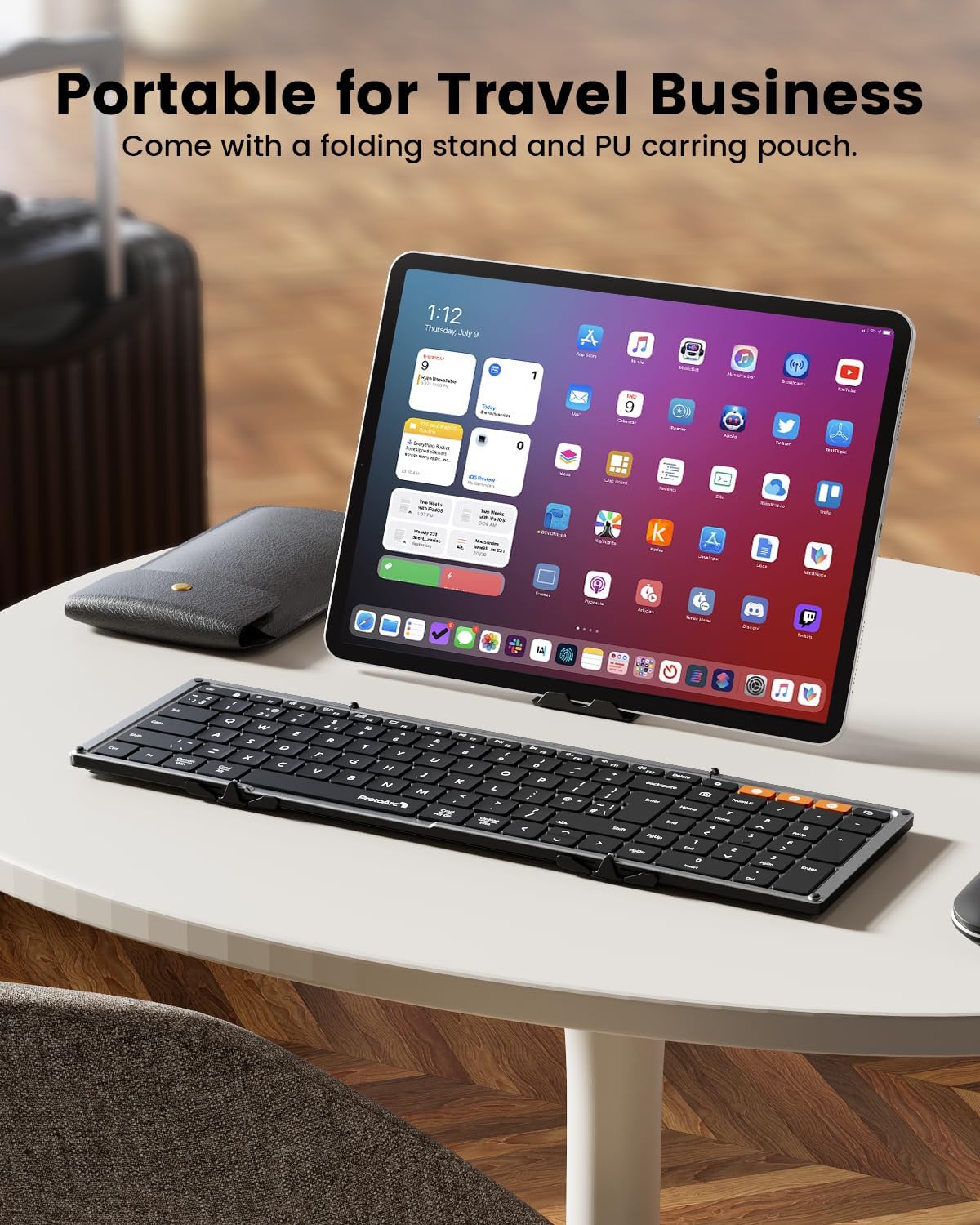 ProtoArc XK01 Plus Foldable Keyboard, Backlit Folding Portable Bluetooth Keyboard for Travel, Full Size External Wireless Keyboard with Backlight for iPad Surface Tablet Smartphone Laptop PC-4