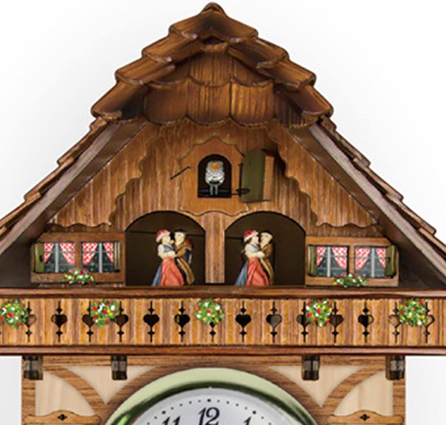 Felenny Wooden Cuckoo Clock with Pendulum Wall Alarm Clock Antique Clock Decoration for Living Room Bedroom Cafe Restaurant Hotel, Wood Retro Pendulum Clock-1