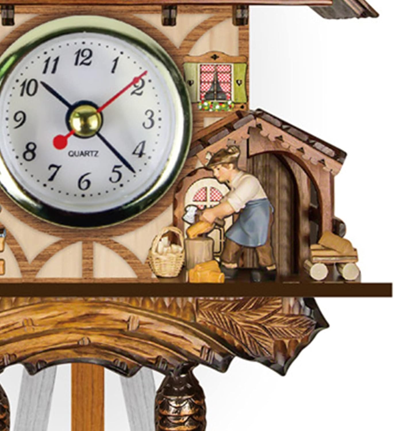 Felenny Wooden Cuckoo Clock with Pendulum Wall Alarm Clock Antique Clock Decoration for Living Room Bedroom Cafe Restaurant Hotel, Wood Retro Pendulum Clock-2