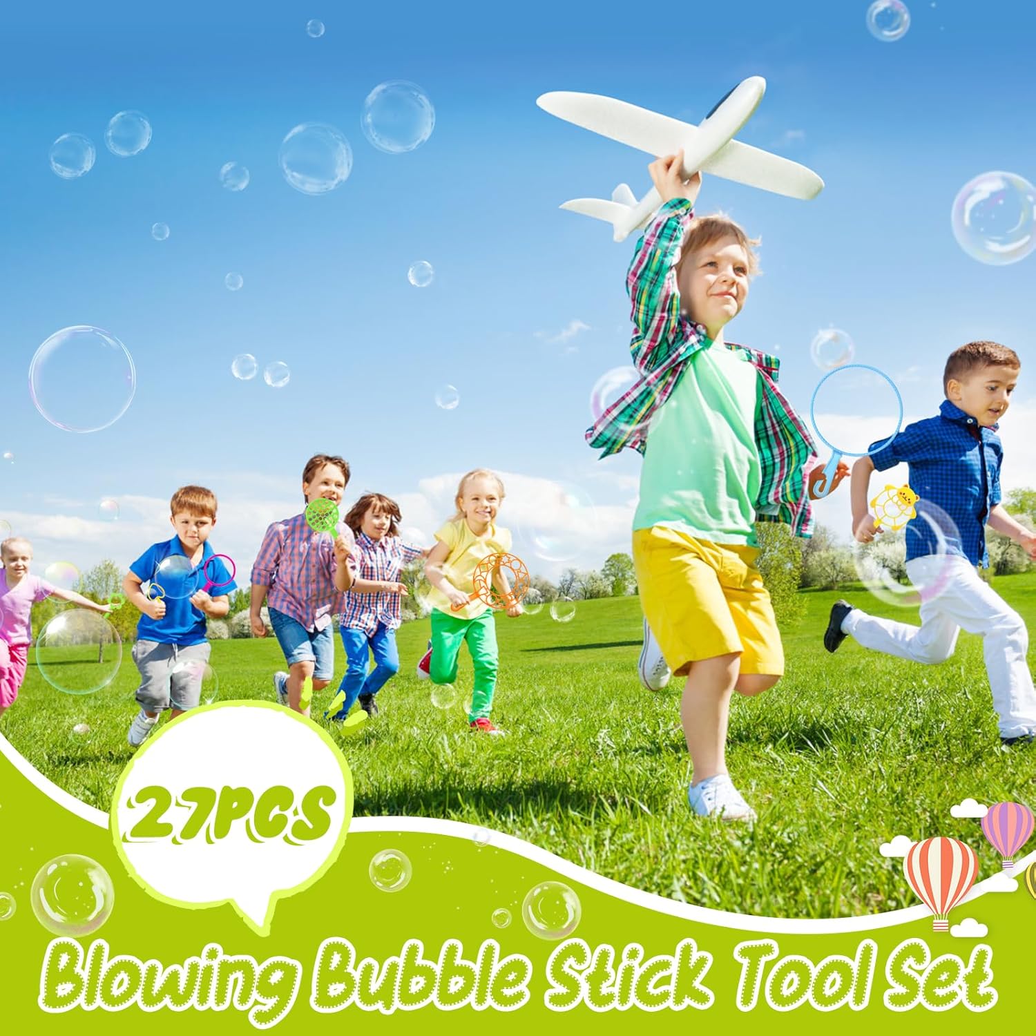 Bubble Wands Set, 27pcs Multiple Sizes Bubble Maker Kit for Kids, Summer Outdoor Giant Bubble Wands Kit for Kids Activity Toys Games-1