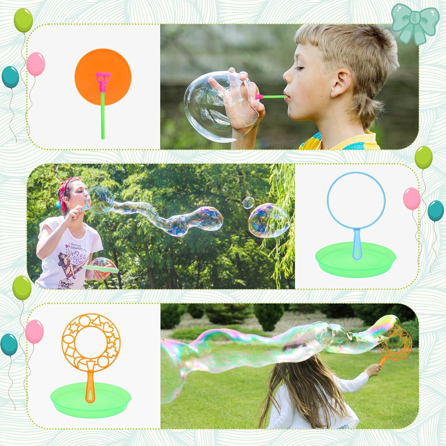 Bubble Wands Set, 27pcs Multiple Sizes Bubble Maker Kit for Kids, Summer Outdoor Giant Bubble Wands Kit for Kids Activity Toys Games-3