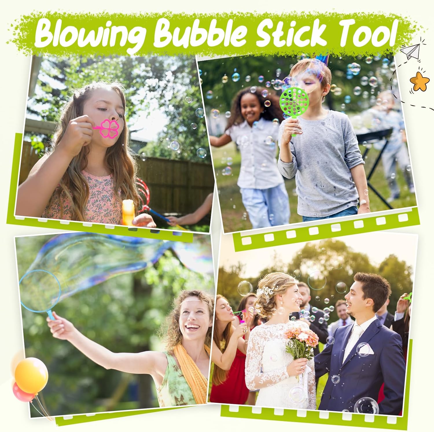 Bubble Wands Set, 27pcs Multiple Sizes Bubble Maker Kit for Kids, Summer Outdoor Giant Bubble Wands Kit for Kids Activity Toys Games-4