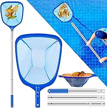 JSUEU Pool Skimmers,Swimming Pool Skimmer Net with Telescopic Robust Aluminium Pole 60 Inch Pool Cleaning Nets for Pond,Fine Mesh Leaf Skimmer nets for Hot Tub Net,Spa,Garden Pond