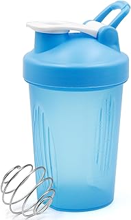 Protein Shaker Bottle with Carry - Handle, Protein Shaker Bottle with Stainless Steel Mixing Wire Ball, BPA Free Leak Proof Screw On Lid, Secure Drink Flip Cap, Portable Workout Water Cup