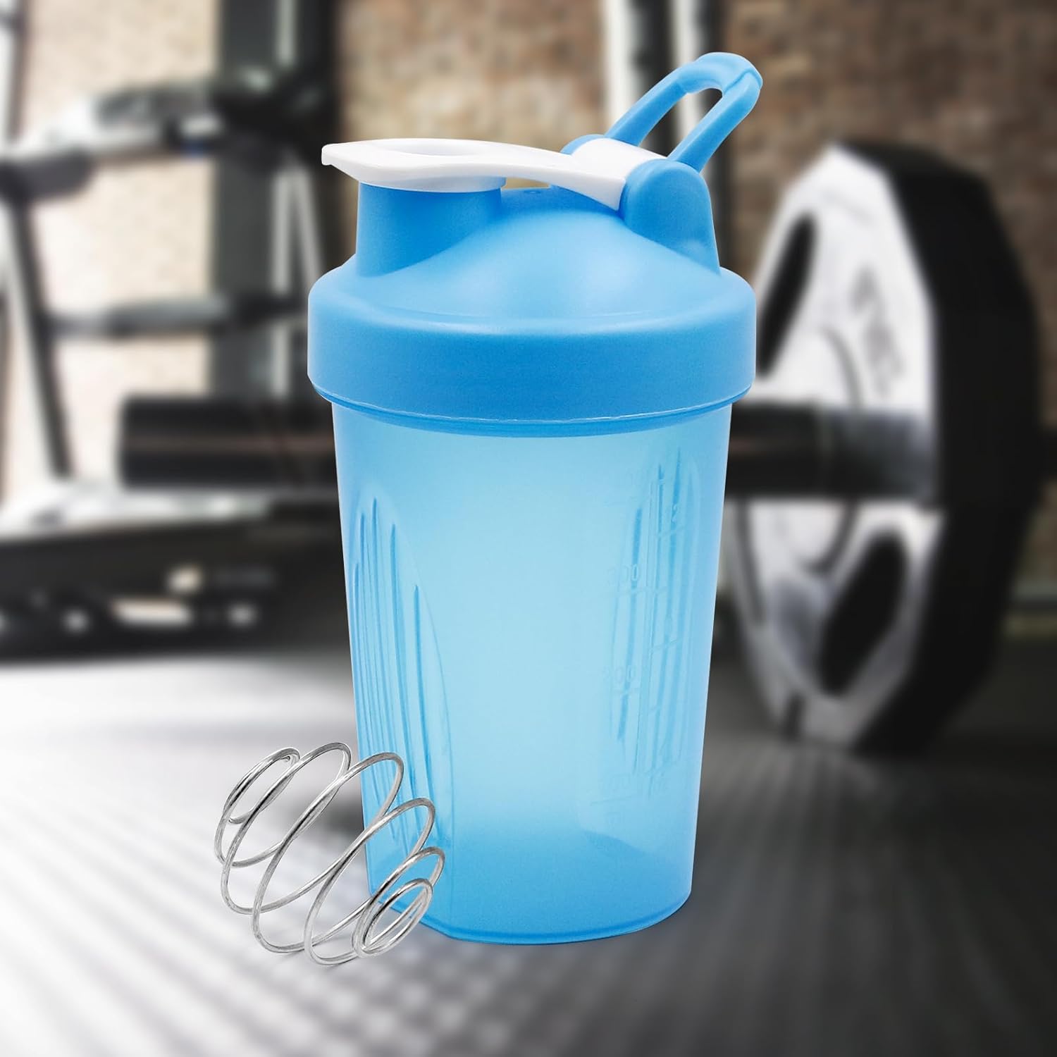 Protein Shaker Bottle with Carry - Handle, Protein Shaker Bottle with Stainless Steel Mixing Wire Ball, BPA Free Leak Proof Screw On Lid, Secure Drink Flip Cap, Portable Workout Water Cup-6