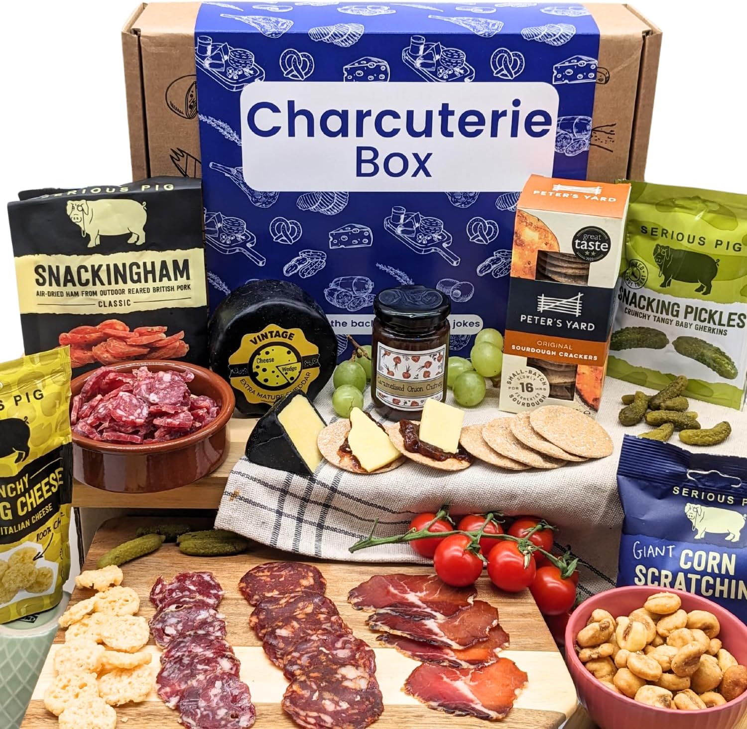 Charcuterie Gift Box Gift, Meat, Cheese, and 6 Other Gourmet Food Hamper Treats Hampers For Men Women Foodies-0