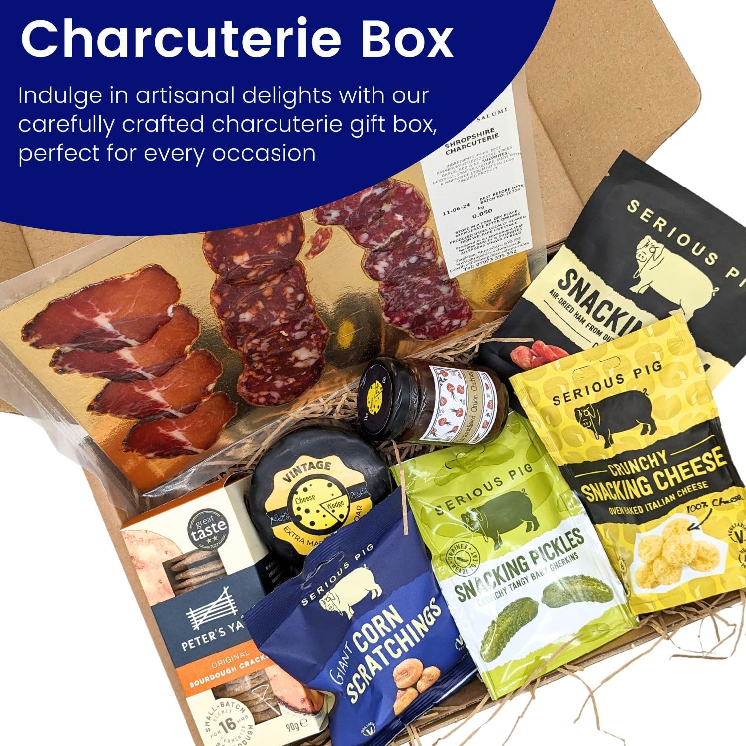 Charcuterie Gift Box Gift, Meat, Cheese, and 6 Other Gourmet Food Hamper Treats Hampers For Men Women Foodies-1