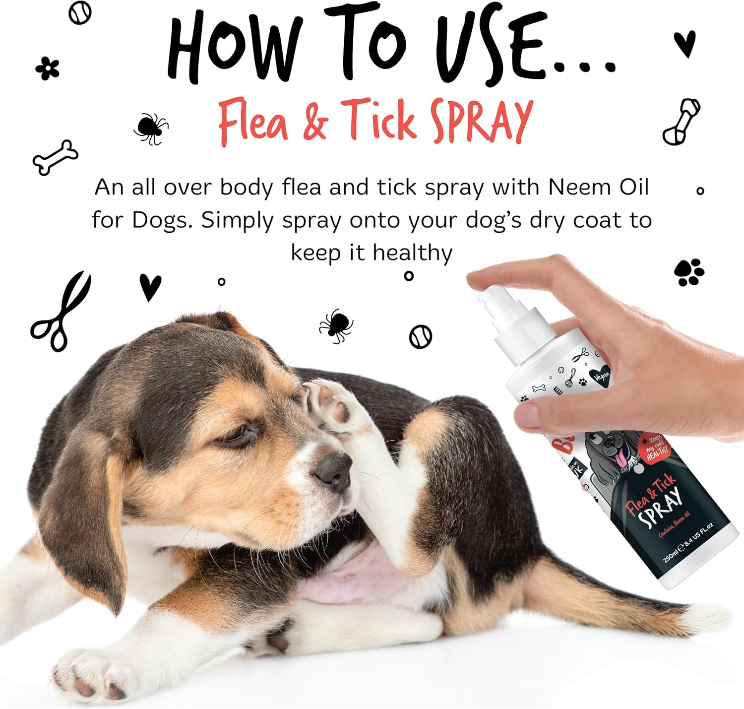 Flea and Tick Dog Spray by Bugalugs 250ml, Works on Smelly Puppies & Dogs, Contains Neem Oil PH Balanced Vegan Pet Shampoo, Used by Professional Groom-7