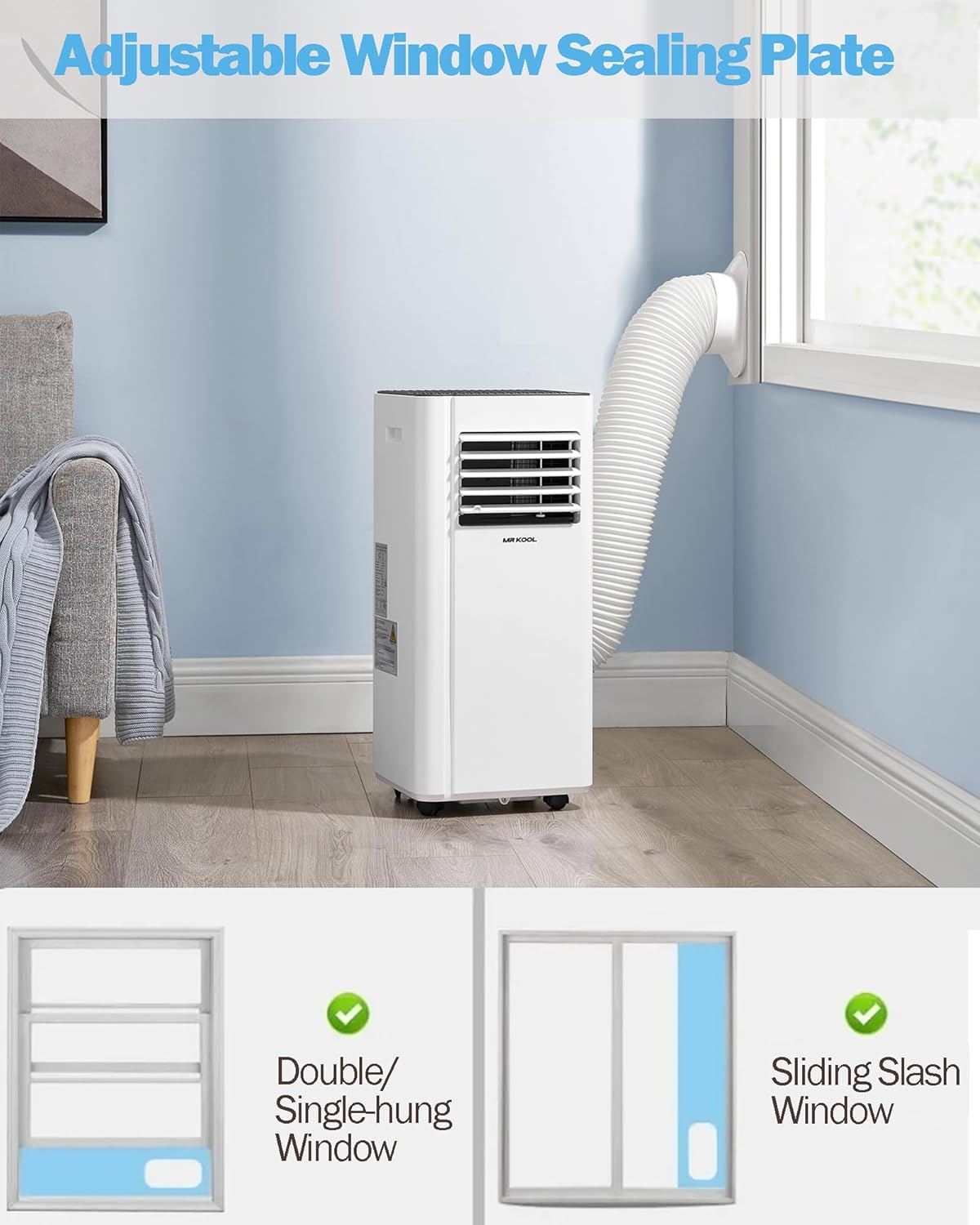 Portable Air Conditioner Unit 9000 BTU 4-in-1 Dehumidifier Ventilation Conditioning Cooling Fan with 2 Speeds with Digital Display & Remote Control Window Kit 24 Hour Timer for Room Up to 269sq.ft-1