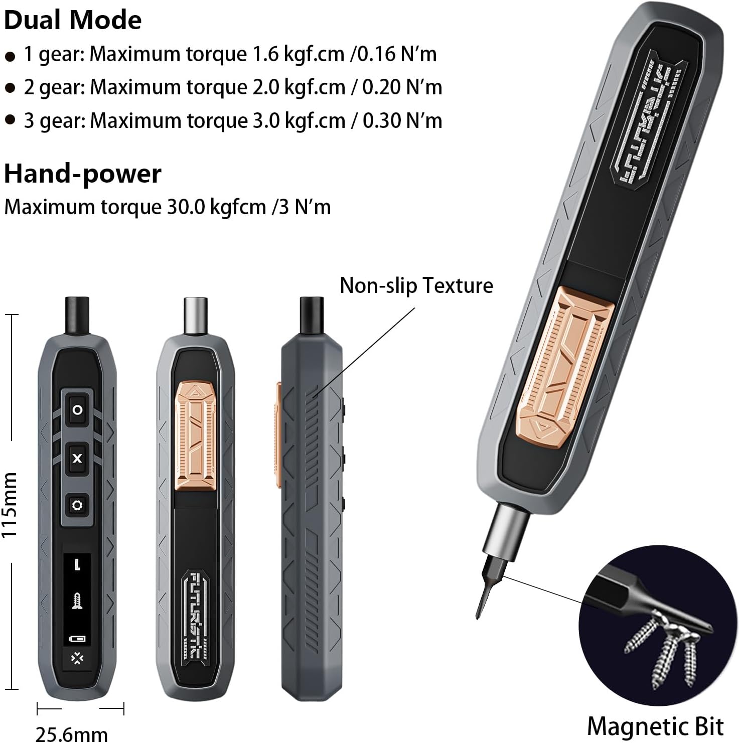 JAKEMY Mini Electric Screwdriver Set with 3 Torque,Cordless USB C Charging 180 in 1 with 160 Magnetic bits Precision Screwdriver for Laptop, Phone, Computer, Watch Christmas for Men-3