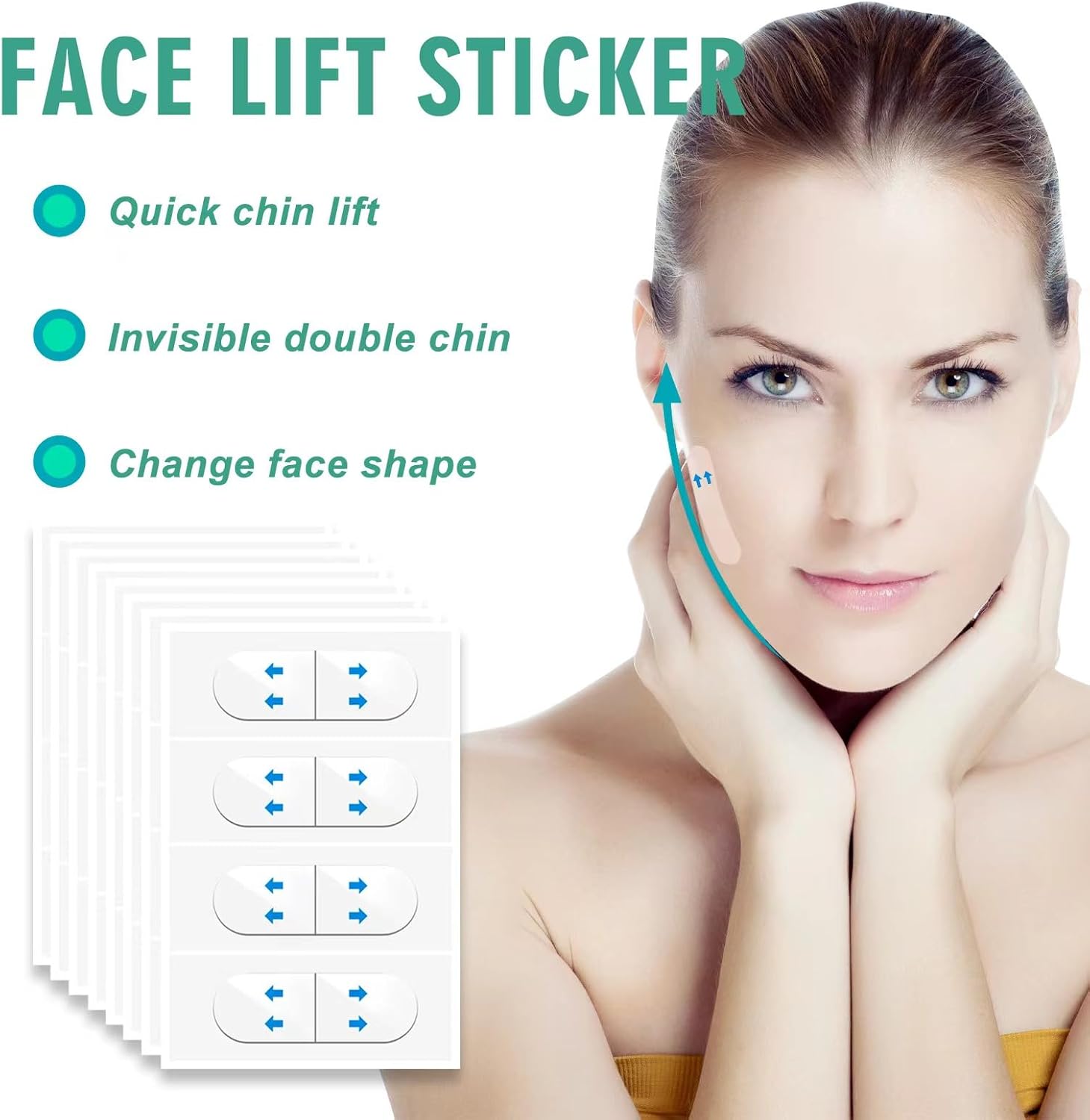 Face Lifting Tape Set, 4 Rolls Multi-Functional Kinesiology Physio Tape, Anti Wrinkle Tape with 80Pcs Facelift Stickers, Non-Invasive Tape for Skin Tightening Lifting Sagging-3