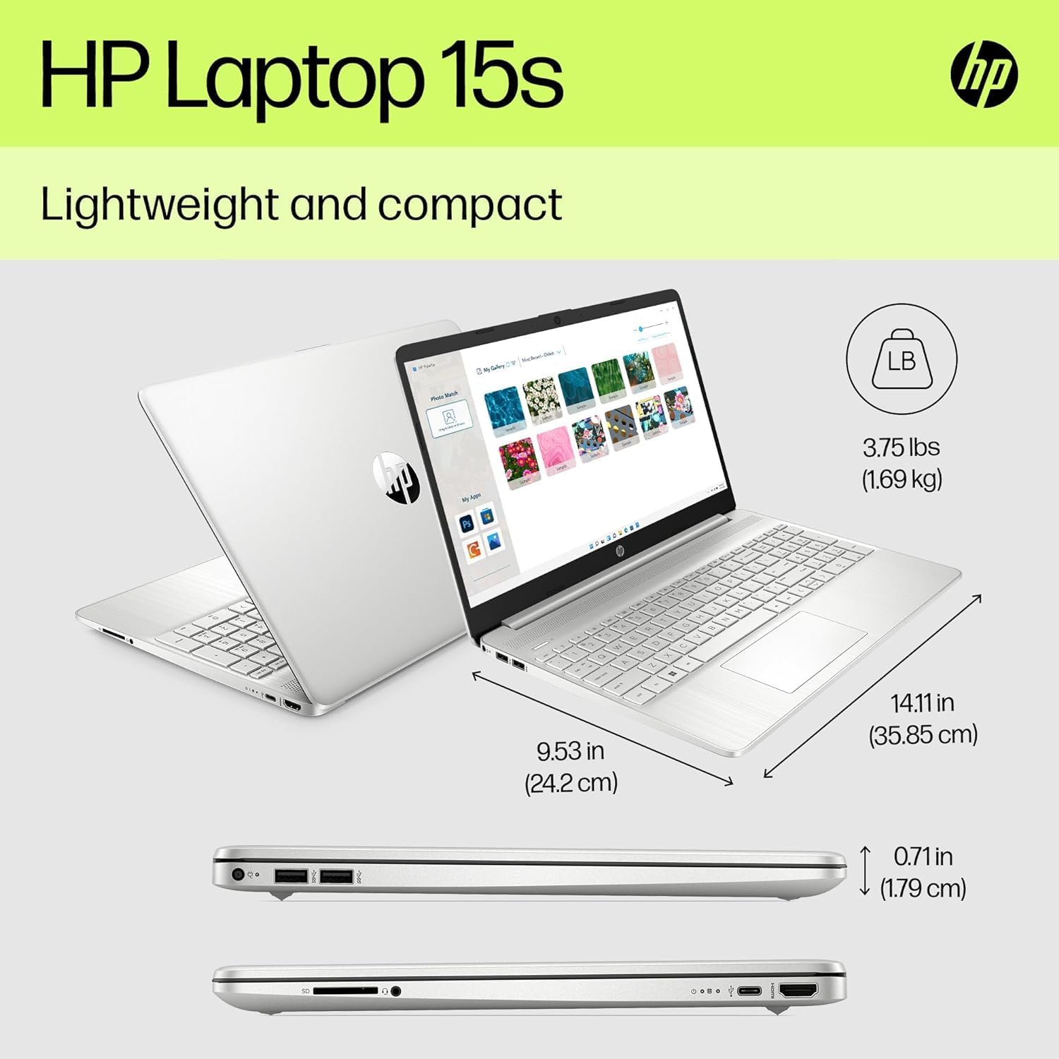 HP Laptop PC 15s-fq5585sa | Intel Core i3-1215U Processor | 8GB RAM | 128GB SSD | Intel UHD Graphics | 15.6 inch Full HD 16:9 display | Windows 11 Home | Natural Silver-7