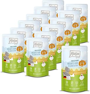 MjAMjAM - Premium wet food for cats - Quetschie - Chicks & Friends fabulous chicken with steamed pumpkin, 12 pack (12 x 125g), grain-free