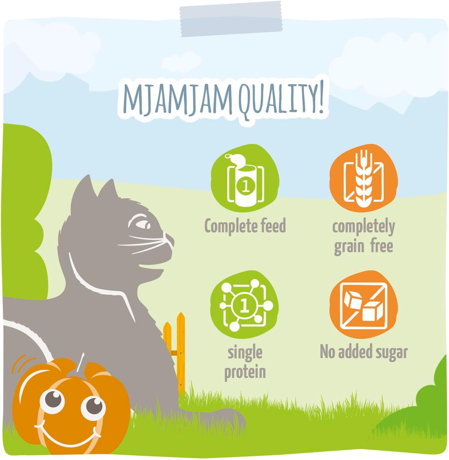 MjAMjAM - Premium wet food for cats - Quetschie - Chicks & Friends fabulous chicken with steamed pumpkin, 12 pack (12 x 125g), grain-free-2