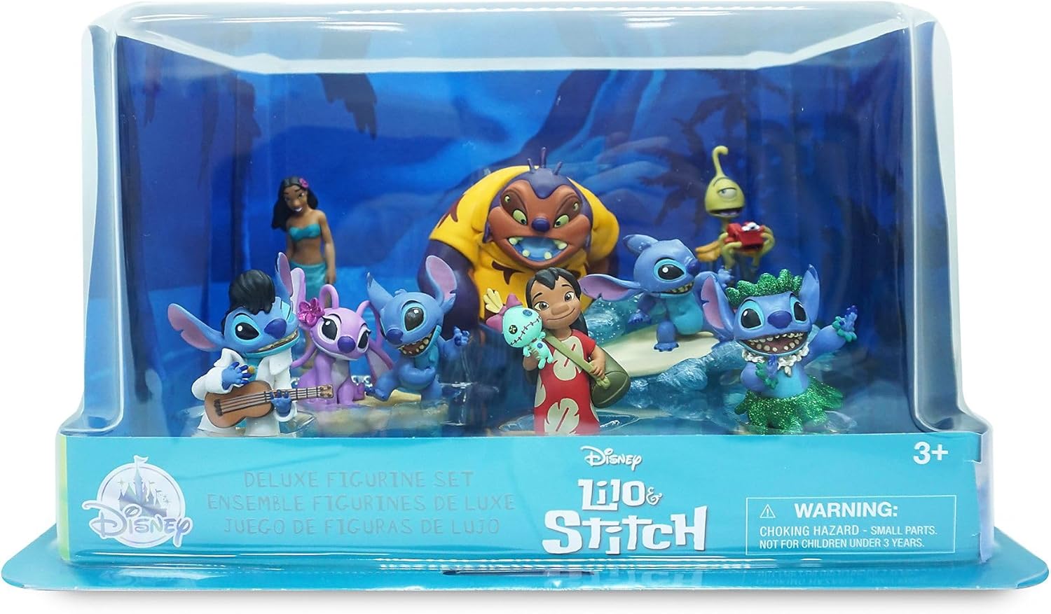 Disney Store Official Lilo & Stitch Deluxe Figurine Play Set, 8 Pc., Kids Figure Set Includes Angel, Lilo and More with Attached Base-1