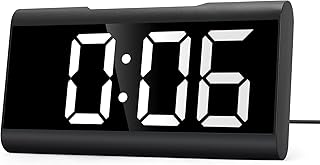 Lafocuse Digital Alarm Clock with Large LED Numbers, Easy to Use Mirror Alarm Clock Bedside with Temperature, Date Display, Snooze, USB/Battery Powered, 12/24H, Auto Dim at Night for Bedroom, White