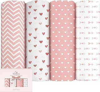 Yoofoss Muslin Baby Swaddle Blanket Essentials Baby Receiving Blanket 4 Pack for Newborn Neutral Infant Wearable Swaddling Set 47x47 Inch Pink